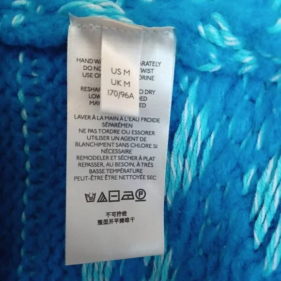 Free People Chunky Knit Sweater Blue Green Stripe Pullover Womens Medium - Picture 8 of 11